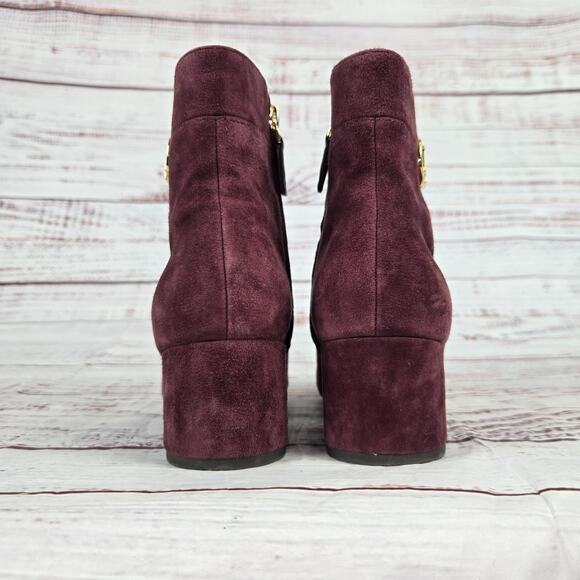 Ralph Lauren Women's Wynne Ankle Boots Size 6.5B Suede Leather Bordeaux Wine - Picture 5 of 10